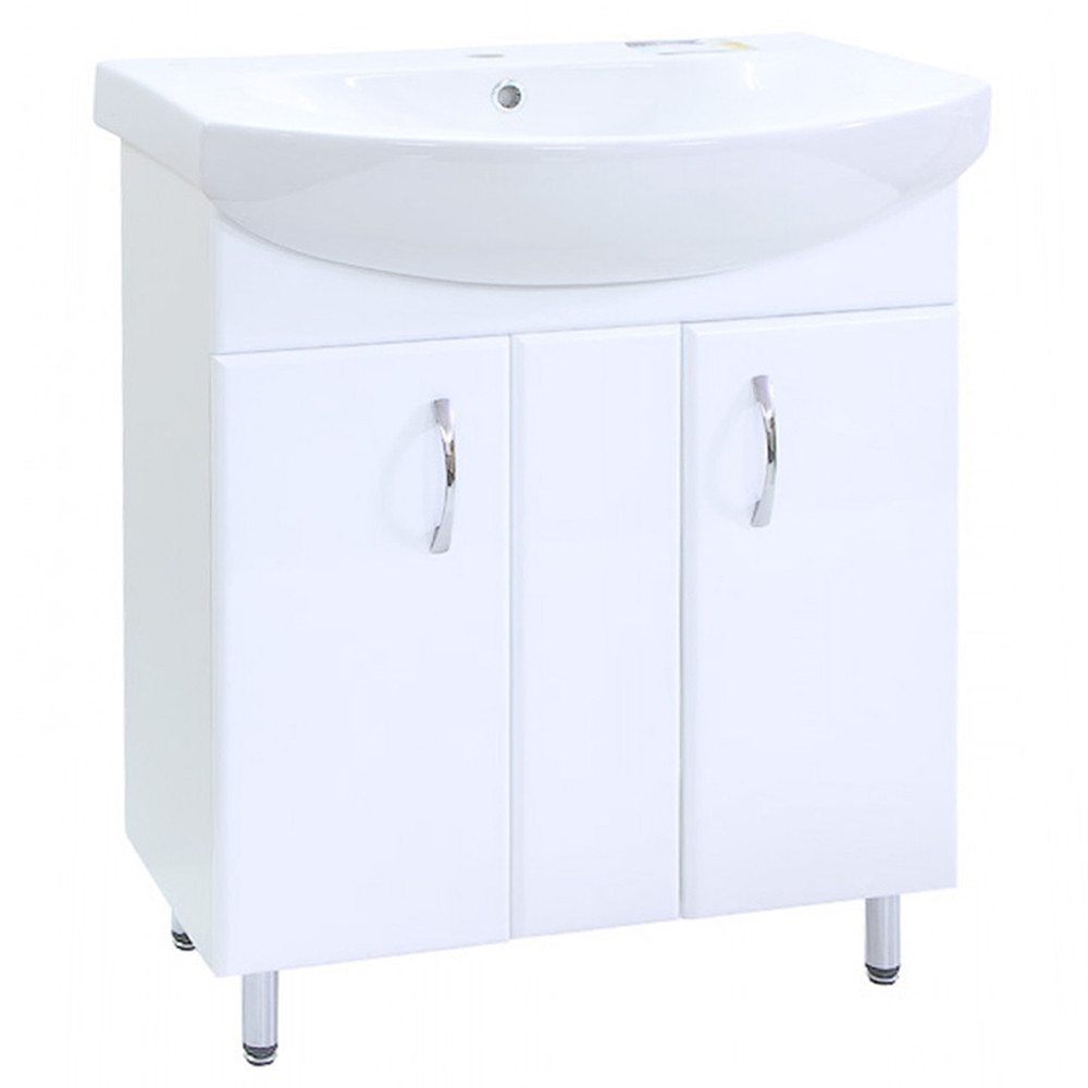 Тумба підлогова "Лотос 70" з умивальником "Лотос 70"/Runa 70, біла для ванної кімнати, фото 1