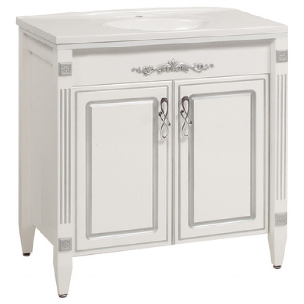 Тумба підлогова "Романс 80" з умивальником "Романс 80", (срібна/золота патина) для ванної кімнати, фото 1