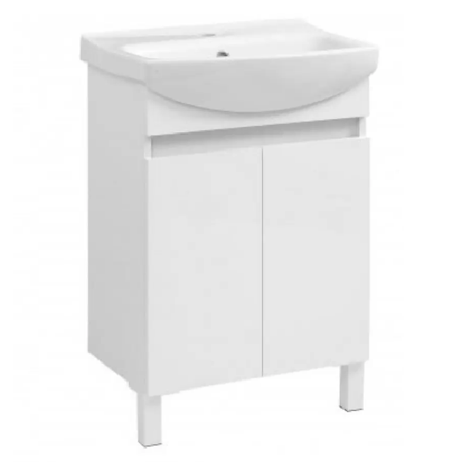 Тумба напольная "Лайт 50" БШ с умывальником "Церсания 50", белая для ванной комнаты, фото 1