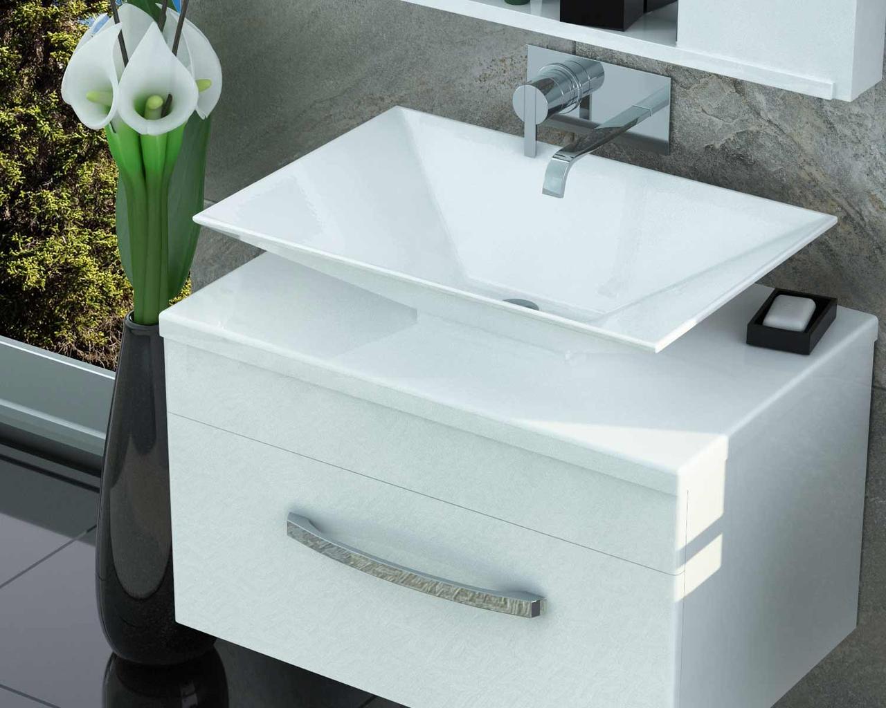 Тумба «Мадлен» з умивальником «Аполон» Білий А100 глянець, фото 1