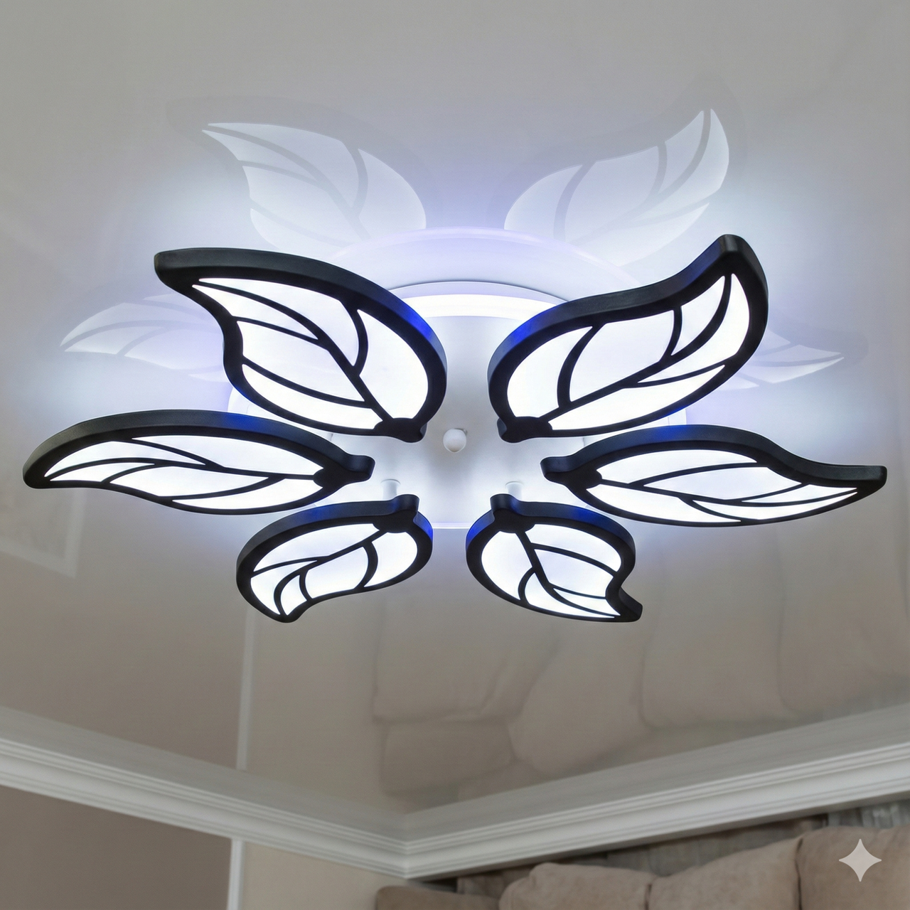 Люстра Листя світлодіодна Diasha 105W до 20 м² колір Чорний 8028/6BK 3color, фото 1