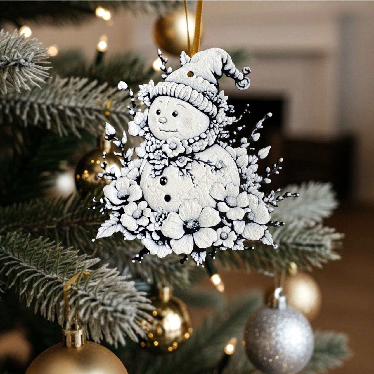 Підвіска новорічна на ялинку Сніговик 3D, різдвяна іграшка декор 85×85×2 мм