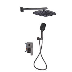 Душова система для душу Qtap Gemini прихованого монтажу на два споживачі QTGEM113GMB45698 Gunmetal Black PVD