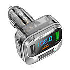 Адаптер автомобільний Hoco Bravery car BT FM transmitter E75 |2USB/Type-C, AUX, 30W/3A, PD/QC| чорний, фото 2