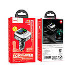 Адаптер автомобільний Hoco Bravery car BT FM transmitter E75 |2USB/Type-C, AUX, 30W/3A, PD/QC| чорний, фото 4