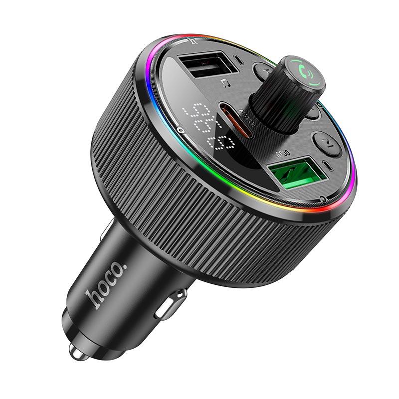 Адаптер автомобільний Hoco Guerrero car BT FM transmitter E82 |BT5.3, 2USB/1Type-C, 30W/3A, PD/QC| чорний, фото 1
