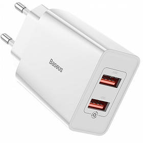 Сетевое ЗУ Baseus Speed Mini QC Dual U Charger 18W (2 USB), White (CCFS-V02)