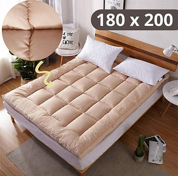 Матрац-топер 8 см з пуховим волоконним наповнювачем — м’який, теплий, двосторонній, бежевий 180 х 200, 3.1кг KT7005904 PeremogaUA