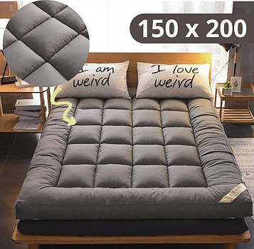 Матрац-топер 8 см з пуховим волоконним наповнювачем — м’який, теплий, двосторонній, сірий 150 х 200, 2.6кг KT7005901 PeremogaUA