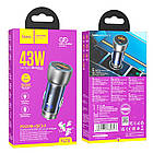 Адаптер автомобільний Hoco Sprinter dual port Car charger NZ8 |1USB/1Type-C, QC/PD, 45W/3A|, фото 3