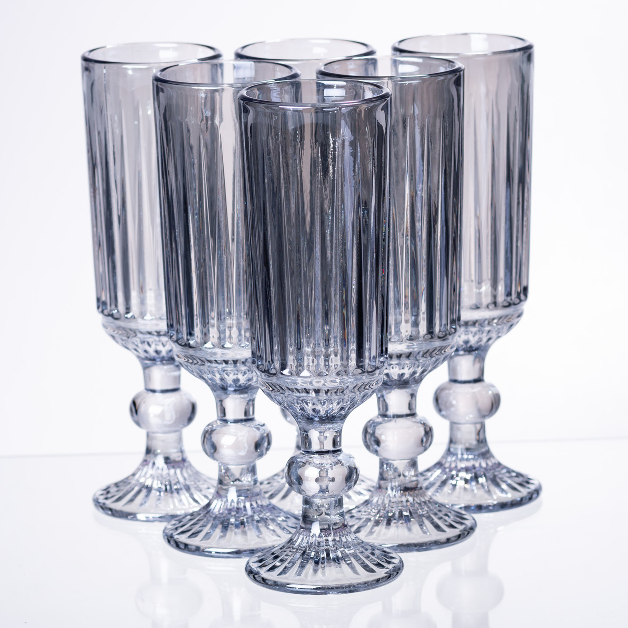 Набір келихів для шампанського 6 штук 160 (мл) Блакитний HP-19-67, фото 1