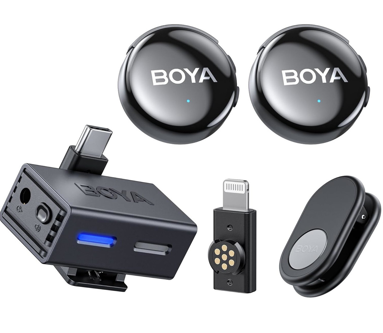 Мікрофон подвійний бездротовий з ШІ для телефона/камери Type-C Lightning Boya BOYALINK 3-03, фото 1