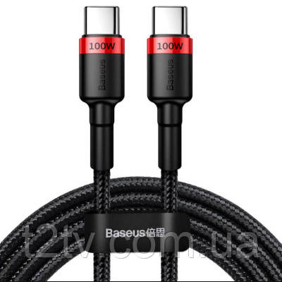 Дата кабель USB-C to USB-C 2.0m PD2.0 100W (20V/5A) red+black Baseus (CATKLF-AL91), фото 1