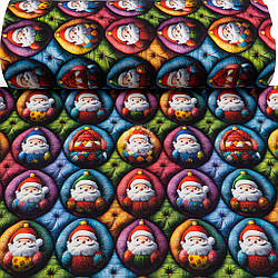 Ранфорс digital 5D шириною 240 см "Дід Мороз в текстильних кульках", №5834