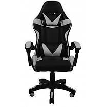 Крісло геймерське / комп'ютерне Bonro B-810 чорно-сіре екошкіра, Навантаження 120 кг, 2 подушки для офісу школяра та підлітка, фото 5