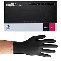 Рукавички | Нітрилові | Чорні | розмір S | easyCARE ZARYS Black - одноразові неопудрені для салонів краси 100 шт.