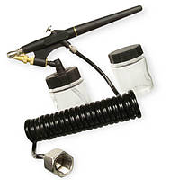 Аерограф MINI (d-0,3 мм) з нижнім скляним бачком (2х60 мл) спіральний шланг 1,5 м INTERTOOL SVS-PT-1503