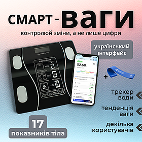 Смарт ваги електронна, розумні ваги підлогови, електронна вага для тіла Hechpro (BL180BT)