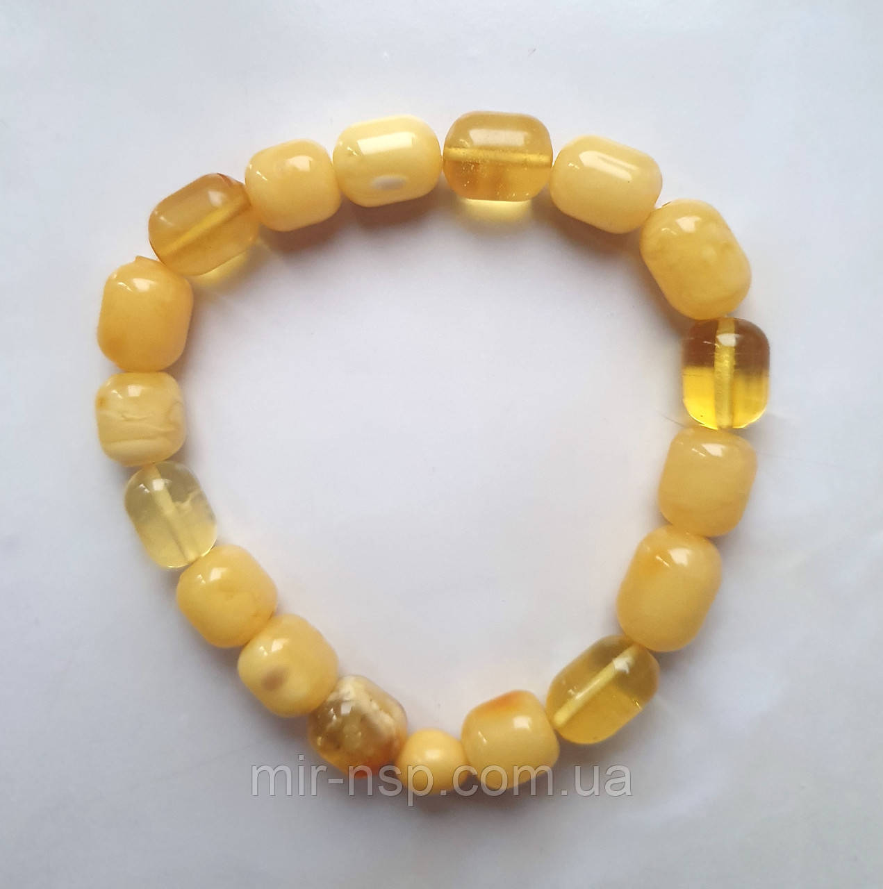 Браслет 100% натуральний цільний природний бурштин вага 10г розмір 19, фото 1