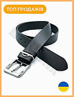 BM Чоловічий ремінь 3,8 Lux mod см чорний натуральна шкіра класичний (527354) new/v2