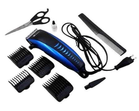 Машинка для стрижки Domotec MS-3302 4 насадки 45 мм нержавіюча сталь 12 Вт Чорний з синім, фото 1