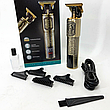 Машинка для стрижки волосся V-073 акумуляторний бездротовий триммер для бороди та вусів 4 насадки 5 Вт Бронза, фото 8