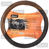 Оплет керма L (39-40sм) черн/дерево Elegant 105506 під дерево вставка *