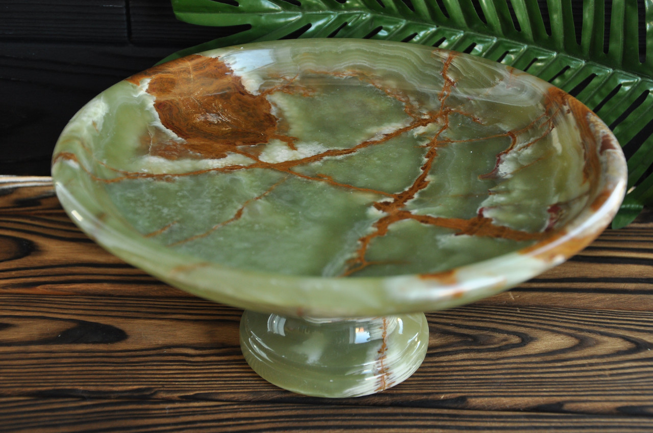 Фруктівниця з натурального каменю онікс, 25 см (колір, як на фото), фото 1