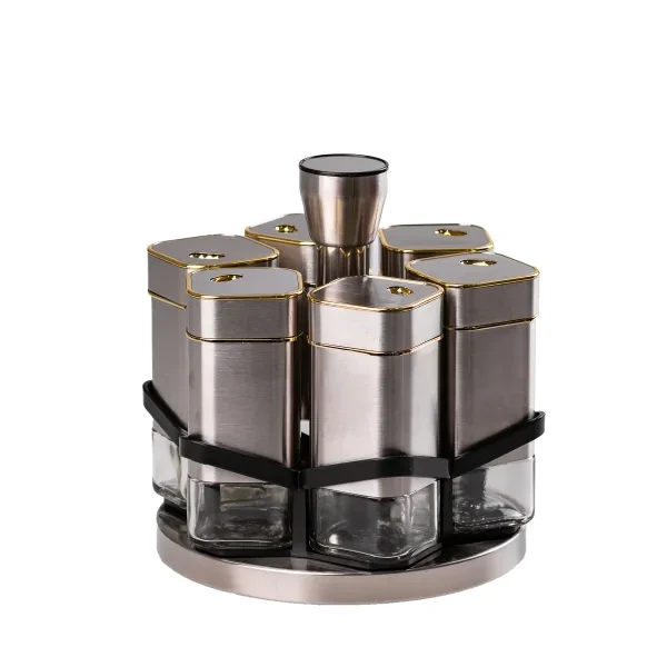 Набір для спецій на підставці 6 баночок хром HP531T1025J, фото 1