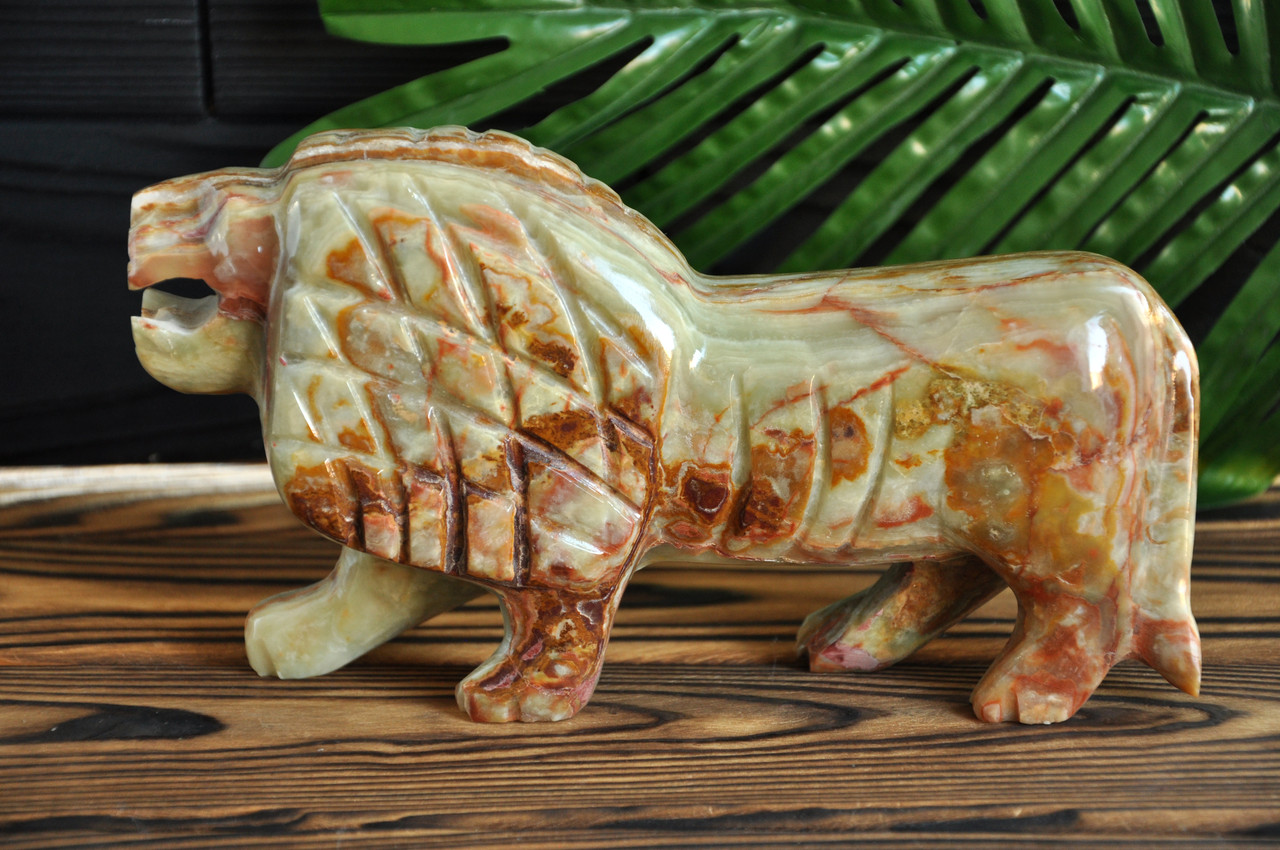 Лев з натурального каменю онікс, 20 х 11 х 5 см (колір, як на фото), фото 1