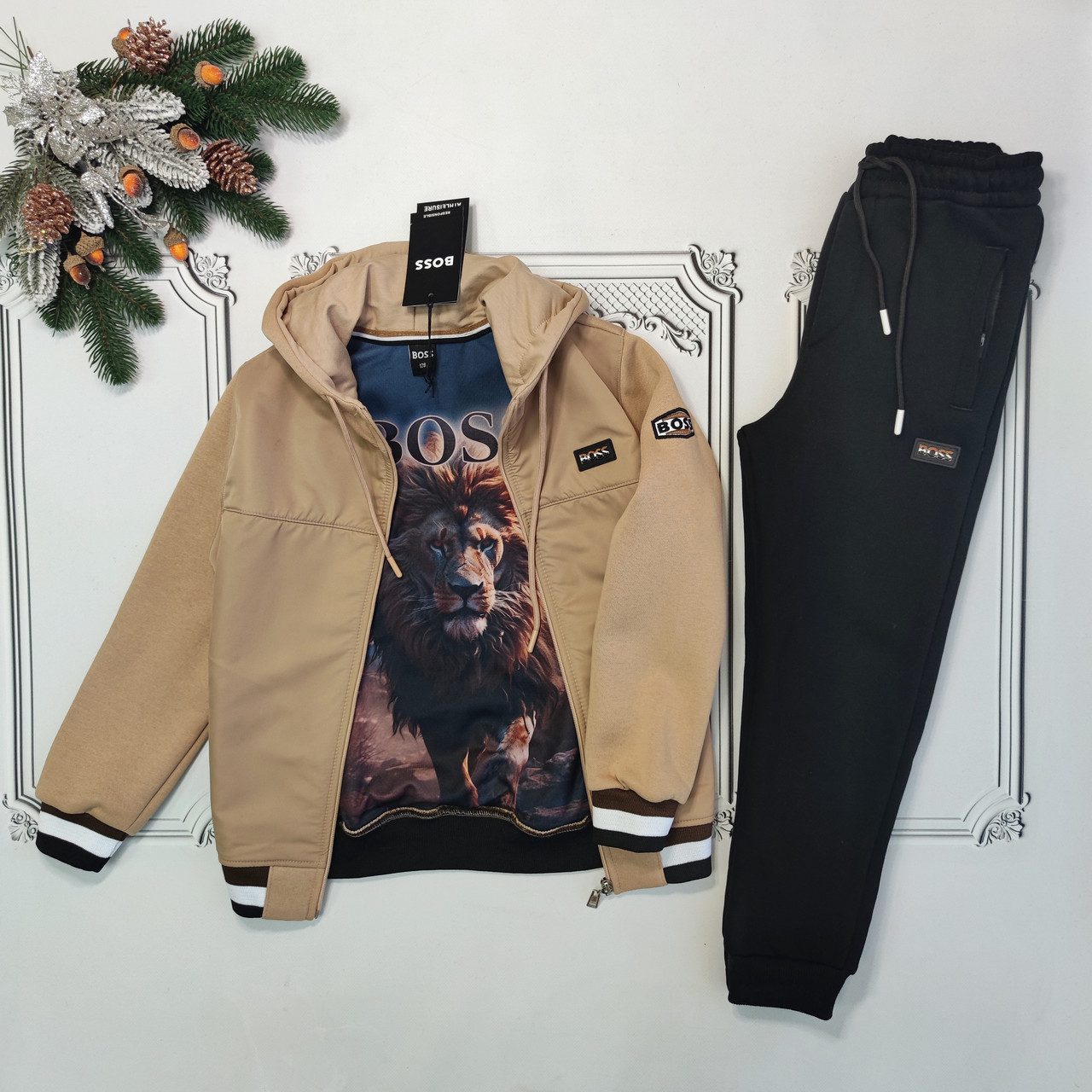 Підлітковий теплий спортивний костюм Босс на флісі