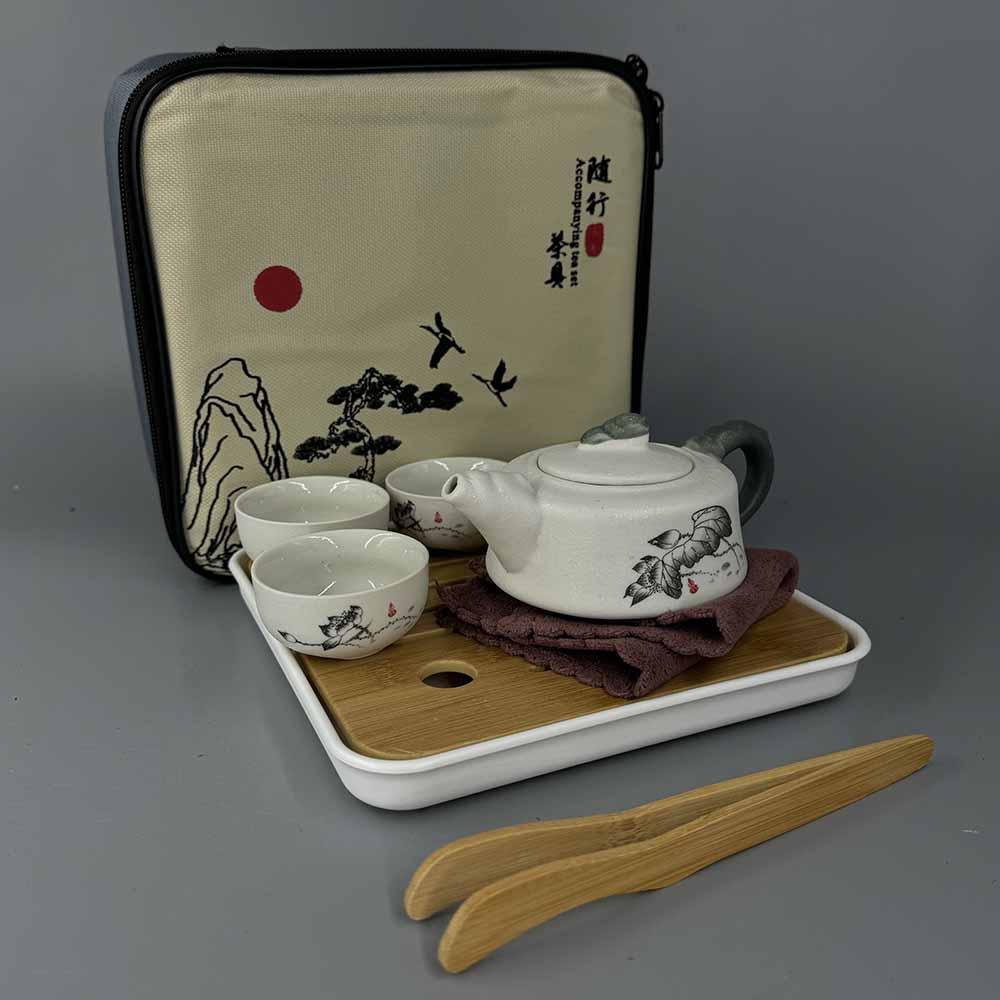 Чайний набір з чайним столиком (чабанню) на 4 особи Сірий лотос, фото 1