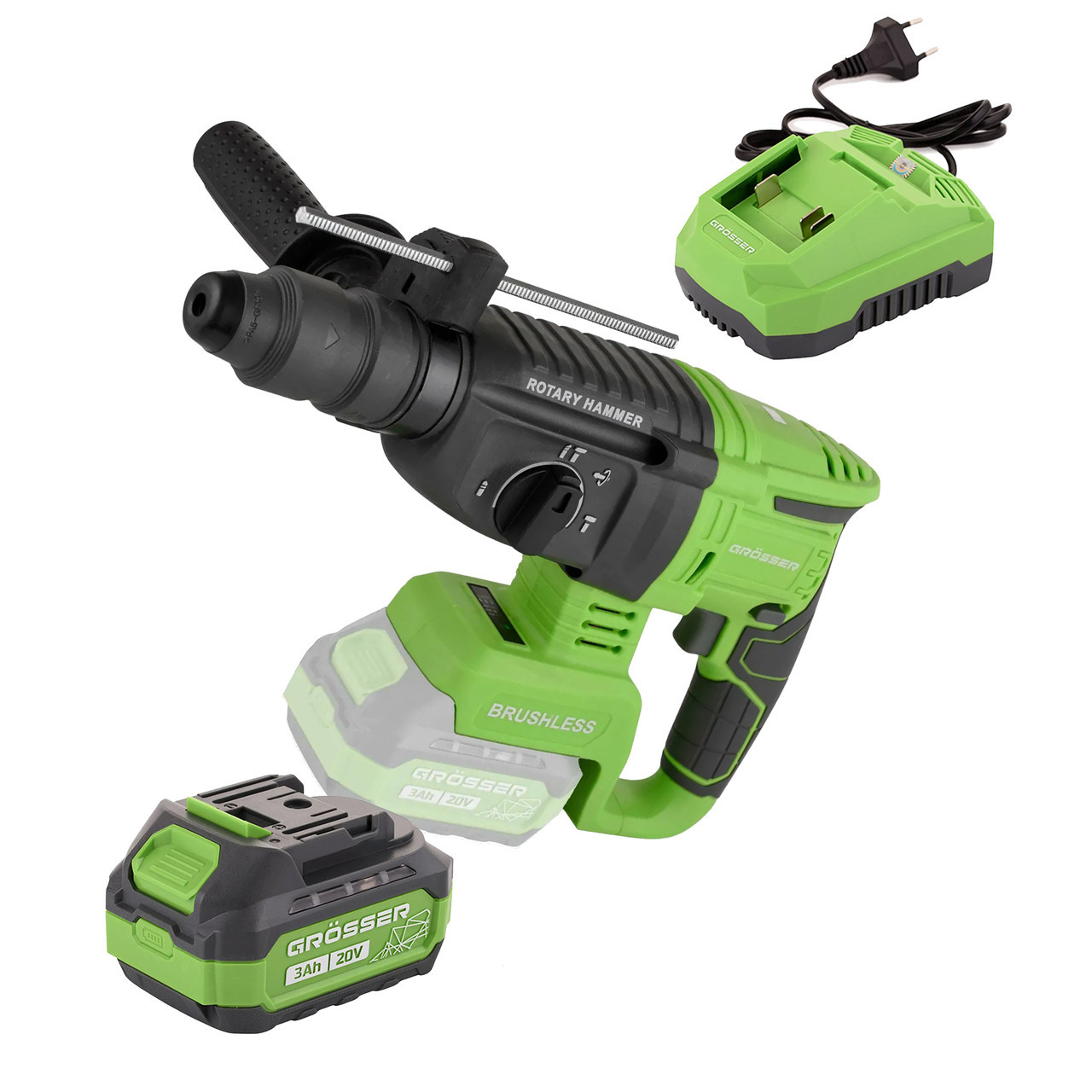 Акумуляторний перфоратор 20В 2.8 Дж Grosser GRH 260 + АКБ + Зарядне M1 Series, фото 1