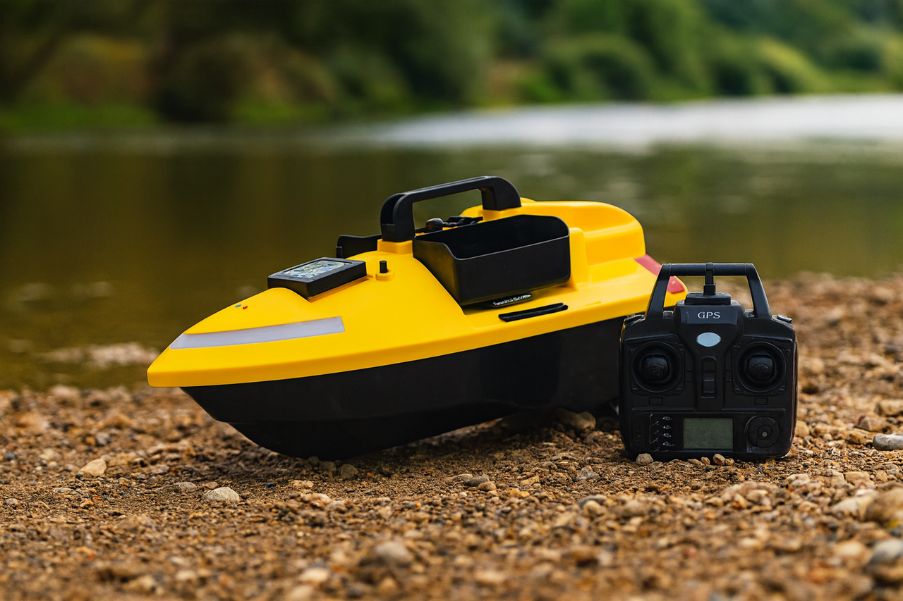 Кораблик для підгодовування короповий Flyteс V020 5200 mAh з GPS для риболовлі Жовтий, фото 1