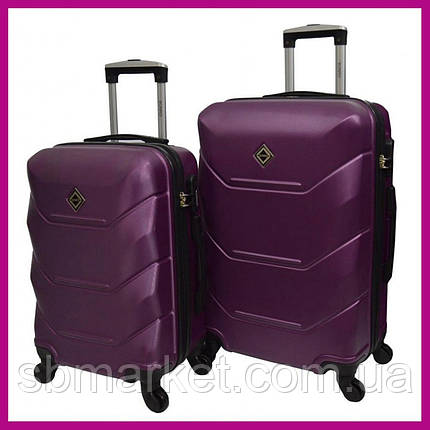 Набір валіз на колесах Bonro 2019 бузкові - 2 шт (M + L) середня і велика дорожні пластикові з кодовим замком і висувною ручкою, фото 1