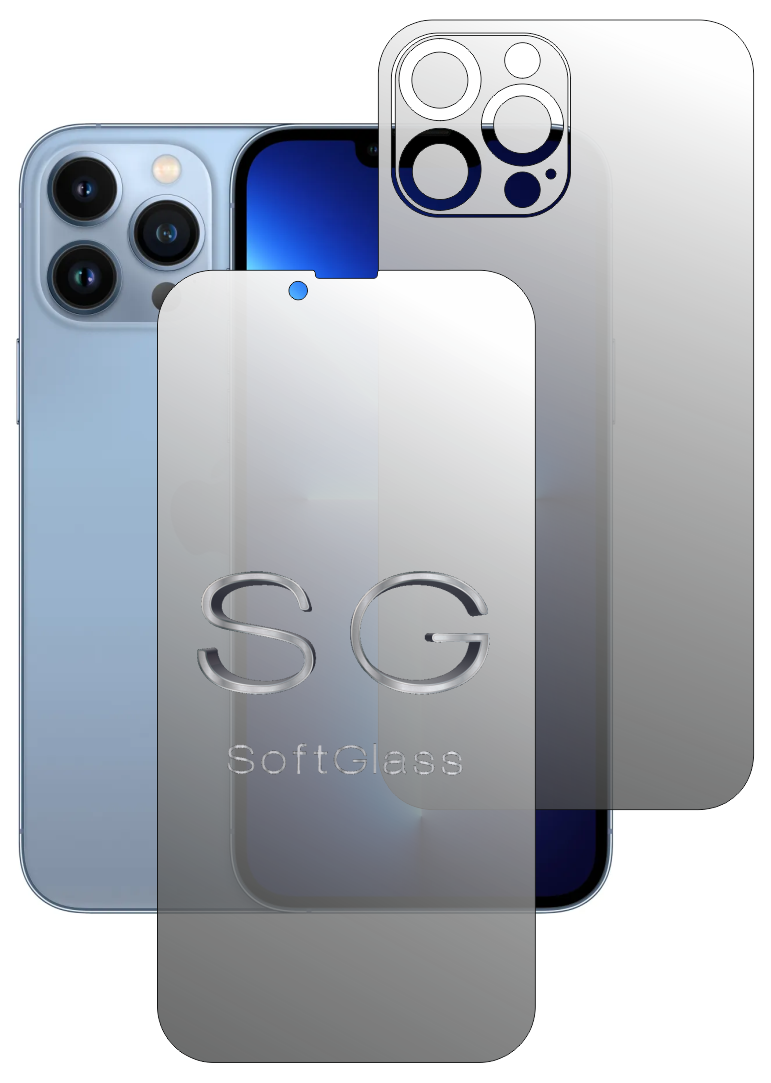 Бронеплівка для Apple iPhone 13 Pro Max комплект: для передньої і задньої панелі зносостійка поліуретанова SoftGlass, фото 1