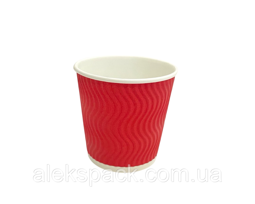 Гофрований стакан Ripple Wave, 180 мл Червоний 30шт/рук 1050 ящ S, фото 1