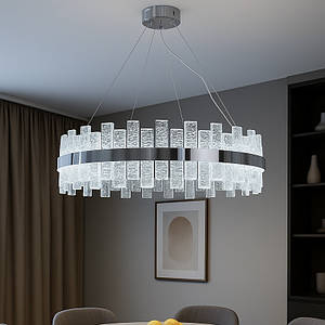 Підвісна кругла кришталева люстра до 20 м², срібляста, 90W (828/800CH)