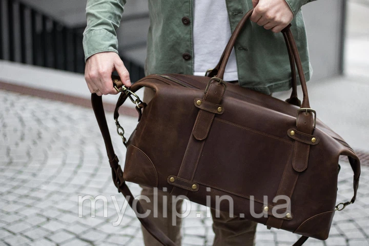 Сумки шкіряні чоловічі,чоловічі шкіряні сумки ручної роботи,чоловічі шкіряні спортивно-дорожні сумки коричнева, фото 1