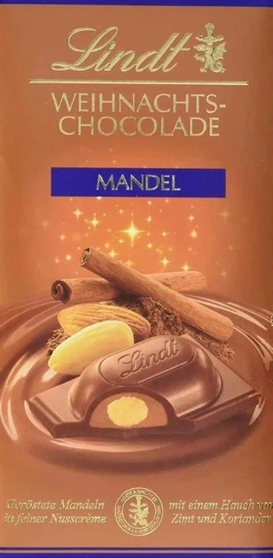 Молочний шоколад Lindt Weihnachts Chocolade Mandel 100 г