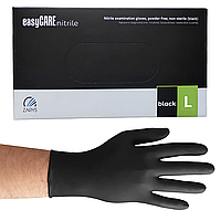 Рукавички | Нітрилові | Чорні | розмір L | easyCARE ZARYS Black - одноразові неопудрені для салонів краси 100 шт.