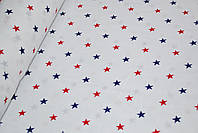 Польська бавовняна тканина "зірки червоно-сині на білому", фото 2