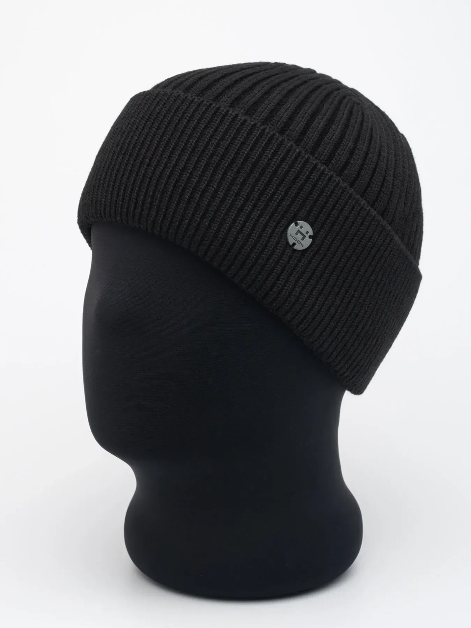 Чоловіча зимова стильна шапка у чорному кольорі, фото 1