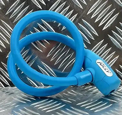 Замок на велосипед велозамок KLS Jolly тросиковий 12x650 мм блакитний