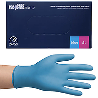 Рукавички | Нітрилові | Блакитні (Сині) | розмір S | easyCARE ZARYS Blue - одноразові неопудрені для салонів краси 100 шт.