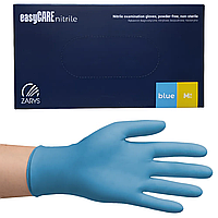Рукавички | Нітрилові | Блакитні (Сині) | розмір М | easyCARE ZARYS Blue — одноразові неопудрені для салонів краси 100 шт.