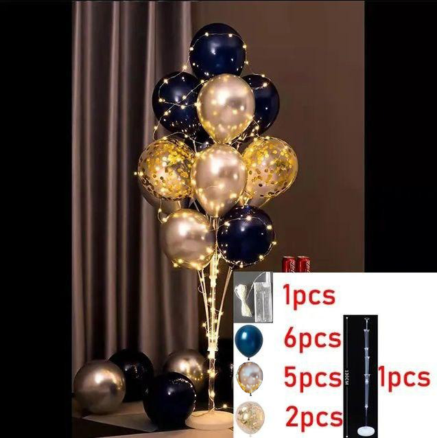 Фонтан з кульок з підсвіткою 13 кульок| Темно-синій з золотом