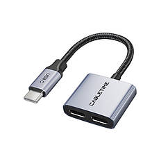 Аудіо адаптер CableTime USB Type-C (M) - Type-C Audio (F) / Type-C (F) PD60W (CPA2G)