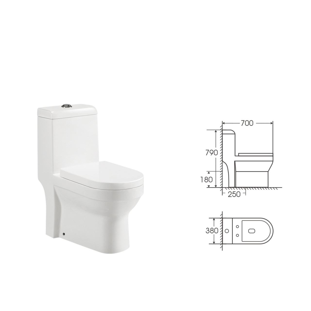 Унітаз моноблок Insana Iton JL 70x38x79 білий  сидіння дюропласт з мікроліфтом білий, фото 1