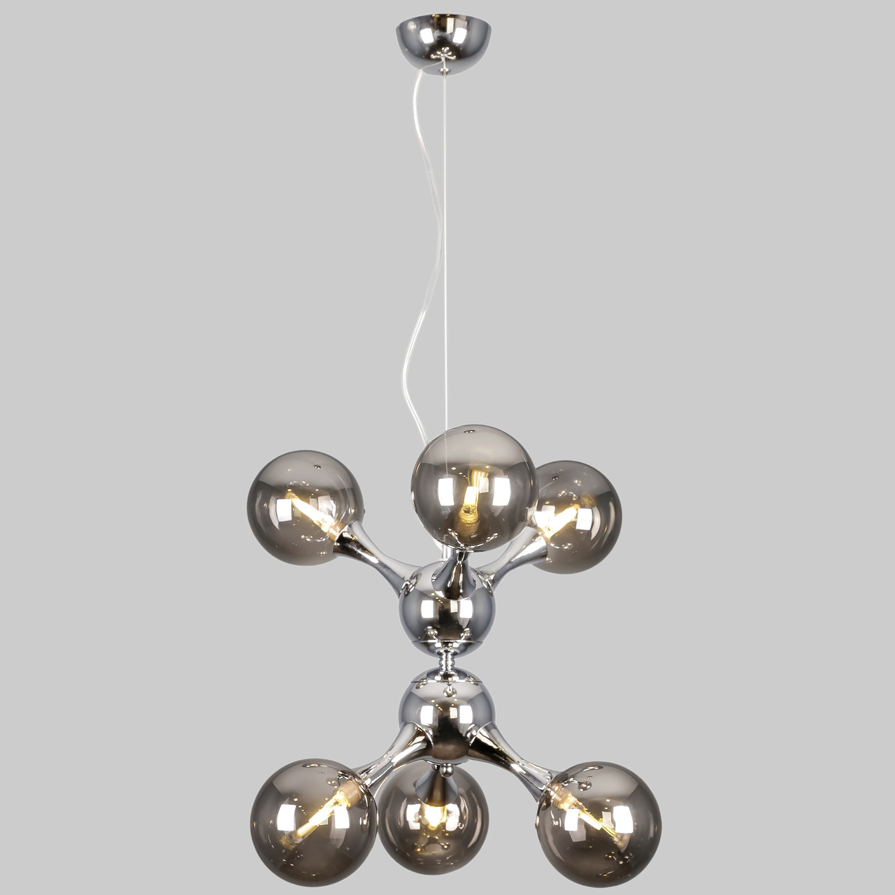 Підвісна люстра хром "Молекула" на 6 ламп (52-9816-6 CR+BK)